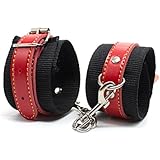 Wandafull Black Soft Handcuffs Restraints Sex Toys Flirt Tools Leather Handcuffs (B)