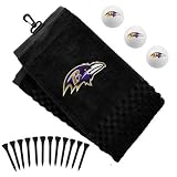 Baltimore Ravens Embroidered Towel, Golf Balls & Tees Gift Set