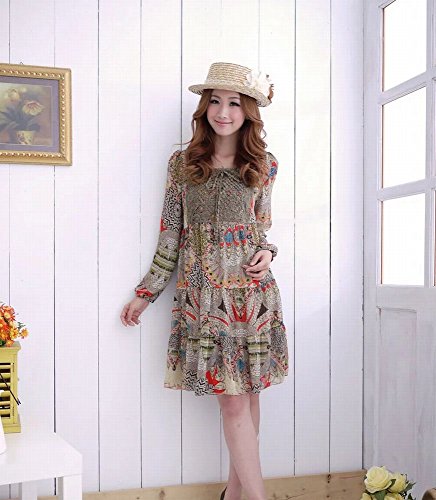 formanism ガーリー 民族調プリント シフォン ワンピース レディース