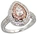 14k White Gold 5/8 (16mm) wide Fancy Solitaire Ring, w/ 1.50 Carats Brilliant Cut & Pear Cut Diamonds