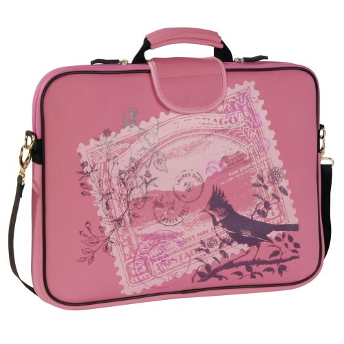 Laurex 15.6-Inch Laptop/Notebook Sleeve Case Bag with Handle and Shoulder Strap - Pink Stamp Laurex 15.6-Inch Laptop/Notebook Sleeve Case Bag with Handle and Shoulder Strap - Pink Stamp