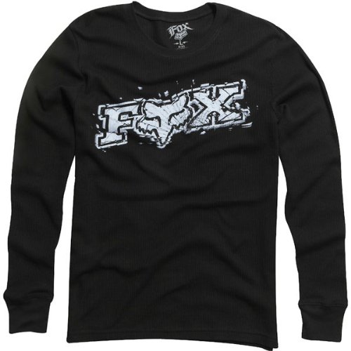 Fox Racing Sledgehammer Thermal Youth Boys Long-Sleeve Sports Wear Shirt w/ Free B&F Heart Sticker Bundle - Black / Small