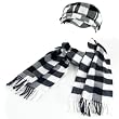 Buffalo Plaid Newsboy Cabbie Hat Scarf Wrap Set Black