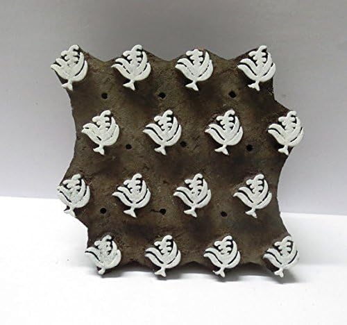 Curio Collectibles Indian Wooden Hand Carved Textile Printing Fabric Block Stamp