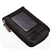 DEEZOMO RFID Blocking Genuine Leather Mini Credit Card Case Organizer Compact Wallet with ID Window - Coffee