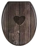 WC Toilettendeckel Herz im Holzlook