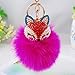 Leegoal Artificial Fox Fur Ball with Artificial Fox Head Inlay Pearl Rhinestone Key Chain for Womens Bag or Cellphone or Car Pendant