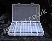 PLASTIC STORAGE ORGANISER BOX, ADJUSTABLE DIVIDERS, VERY VERSATILE 24 COMPARTMENT UPGRADEABLE TO 46 350x220x48mm: Amazon.co.uk: DIY & Tools