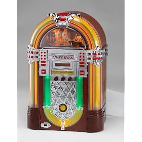 Steepletone JUKE BOX Portable Stereo (1/2 metre high) - Model: CD Rock Junior - Table top Jukebox with CD, FM/MW radio & Cassette player