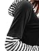 Allegra K Women Long Sleeve Stripe Hooded Shirt Patchwork Tops Black White S