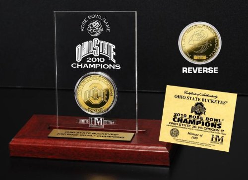 Ohio State Buckeyes 2010 Rose Bowl Champs24KT Gold Coin in Engraved Acrylic