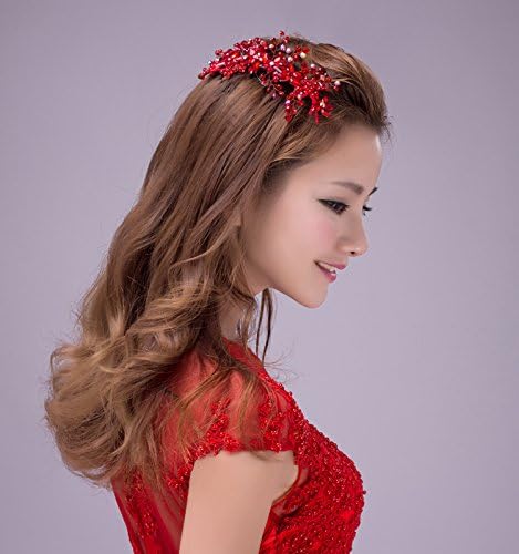 Generic Hair Comb with Beaded Crystal and Rhineston Flowers