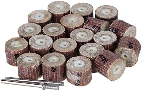CNBTR Brown Cylindrical 180 Grit Sandpaper Metal Grinding Flap Wheel 15x14.4mm Pack of 20