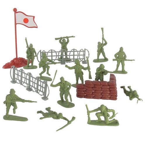 Plastic Army Men Japanese Soldier Figures 38 piece Play Set 54mm (1/32nd scale) by Hingfat-image