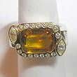 14K White Gold Golden Sapphire and Diamond Ring