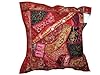 Cushion Cover Vintage Sari Beaded Red Sequin Throw Floor Couch Tapestry Cushion Pillow Cover 24 Inch