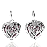 18K White Gold-Plated Diamond Vintage Heart Earrings with Free Gift Box (079)