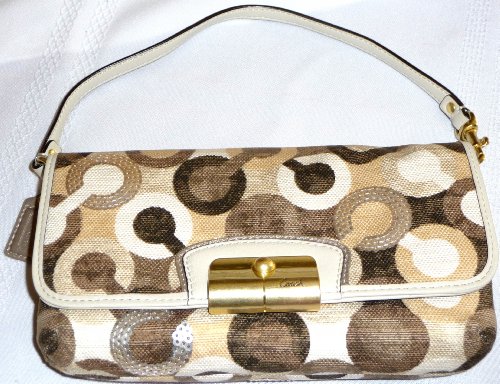 Coach Kristin Op Art Signature C Large Wristlet Demi Bag Handbag Clutch Style 43724
