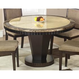 B993 51 Round Dining Table in Corallo and Imperador Marble Espresso - Armen Living -... by Armen Living