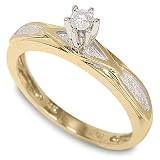 1/10ctw Yellow Gold Round Diamond Engagement Ring