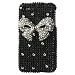 Premium Bling Luxurious Silver Ribbon/ Bowtie Design on Black Rhinestones Diamond Snap On Case Cover