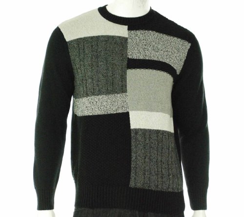 Geoffrey Beene Mens Patchwork Crewneck Sweater