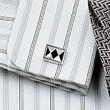 Rectangle Mother Of Pearl \ Onyx Argyle Cufflink