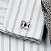 Rectangle Mother Of Pearl \ Onyx Argyle Cufflink