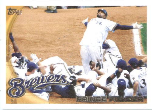 2010 Topps Baseball Card #1 Prince Fielder Milwaukee Brewers - Mint Condition - Shipped In Protective ScrewDown Display Case!