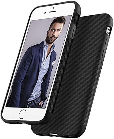 iphone 7 Case, DUDETOP [Ultra-thin Series] Shock-Absorbing Bumper Scratch-Resistant Non-Slip Protective Cover [Carbon Fiber Texture] with Soft TPU Case for Apple iPhone 7 case 4.7" inch ( Black )
