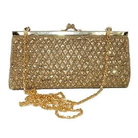 Gold Sequin Evening Clutch Bag with optional Straps