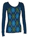 Dark Blue base, Light & Dark Blue & Green Argyle Pattern Top