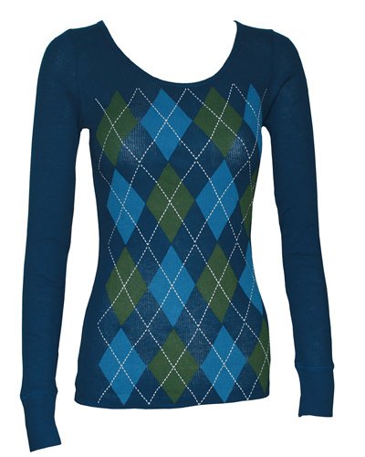 Dark Blue base, Light & Dark Blue & Green Argyle Pattern Top