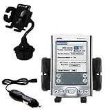 Gomadic for the PalmOne palm Tungsten T5 - PalmOne Tungsten T5 Auto Cup Holder with Car Charger - Uses Gomadic TipExchange