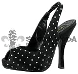 PIN UP COUTURE Pleaser Cutie-03 Womens Retro Satin Polka Dot Slingback Peep Toe Heels Shoes