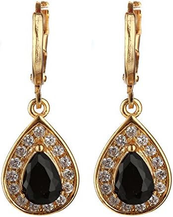 Anmao Jewelry Stud Gold World Jewelry Center Earrings with Black Stone E044