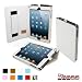 Snugg iPad Mini Leather Case Cover and Flip Stand with Elastic Hand Strap and Premium Nubuck Fibre Interior (White) – Automatically Wakes and Puts the iPad Mini to Sleep