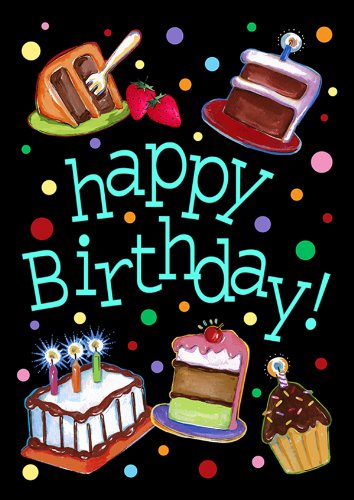 Toland Home Garden Happy Birthday Cake 12.5 x 18-Inch Decorative USA-Produced Double-Sided Garden Flag