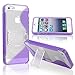Purple S-Line Wave Design TPU Bumper Gel Shell Back Case Cover Skin with Stand for iphone 5 5G 5th