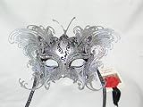 Bellini Gatti/Silver Two Wing Butterfly/Venetian Carnival Masquerade Mask/Swarovski Crystals