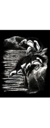 Silver Foil Engraving Art Penguins
