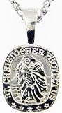 St. Christopher Medal on 20" Steel Necklaces-silver Plated Finish Polished