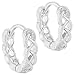 Rhodium Plated Earrings Huggie Small Hoop Braided Children Girls 10mm