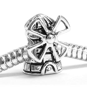 Sterling Silver Dutch Windmill Landmark Bead Charm For Pandora Troll Biagi Chamilia: Jewelry