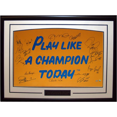Buy Notre Dame Fighting Irish Play Like A Champion Framed Autographed Poster by Steiner now!