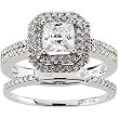 14K White Gold Diamond Wedding Set - 1.15 Ct.