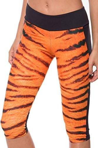 Womens Tiger Stripes Gym Active Fitted Leggings Sports Yoga Pants Stretch Tights Size M