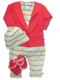 Multi-Stripe Aqua/ Red Outfit #1 - Multi-colored - 6-12 Mths
