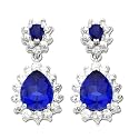 14k White Gold Lab Created Sapphire Teardrop Shaped Drop Earrings