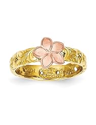 14k White and yellow gold Two Tone Plumeria Baby Ring
